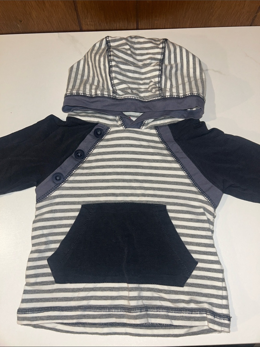 5/$20 Tommy Bahama Gray & Navy Striped Hooded Kids Sweatshirt